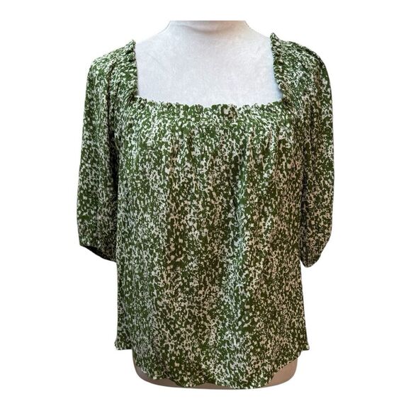 Abercrombie and Fitch Green‎ and White Print  Loose Fit Crop Top Size L - Picture 1 of 9